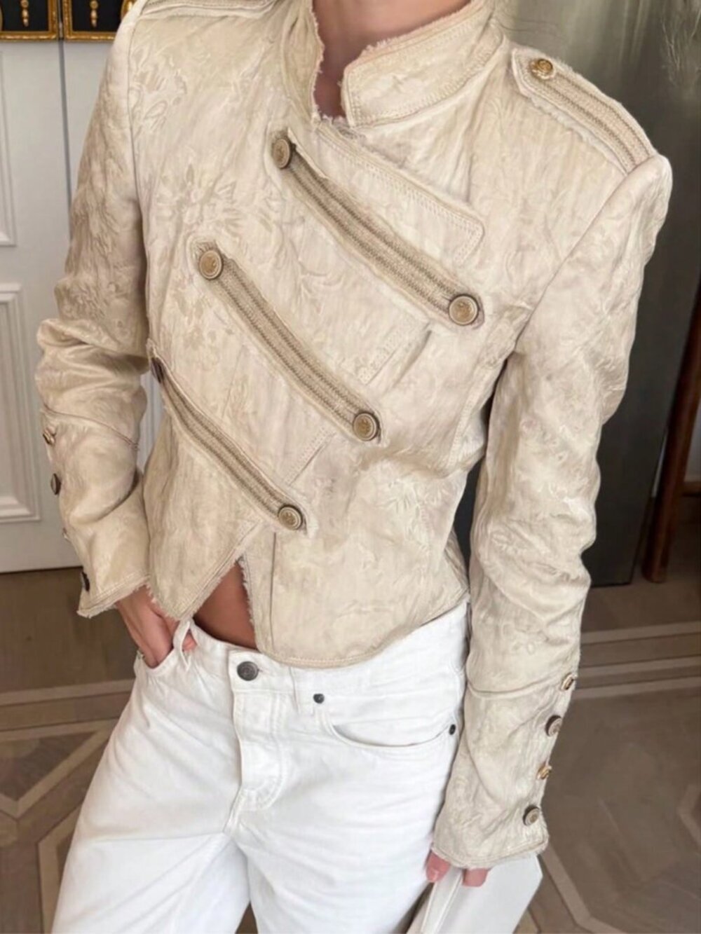 Champagne Casual Women's Elegant Stand Collar Short Jacket